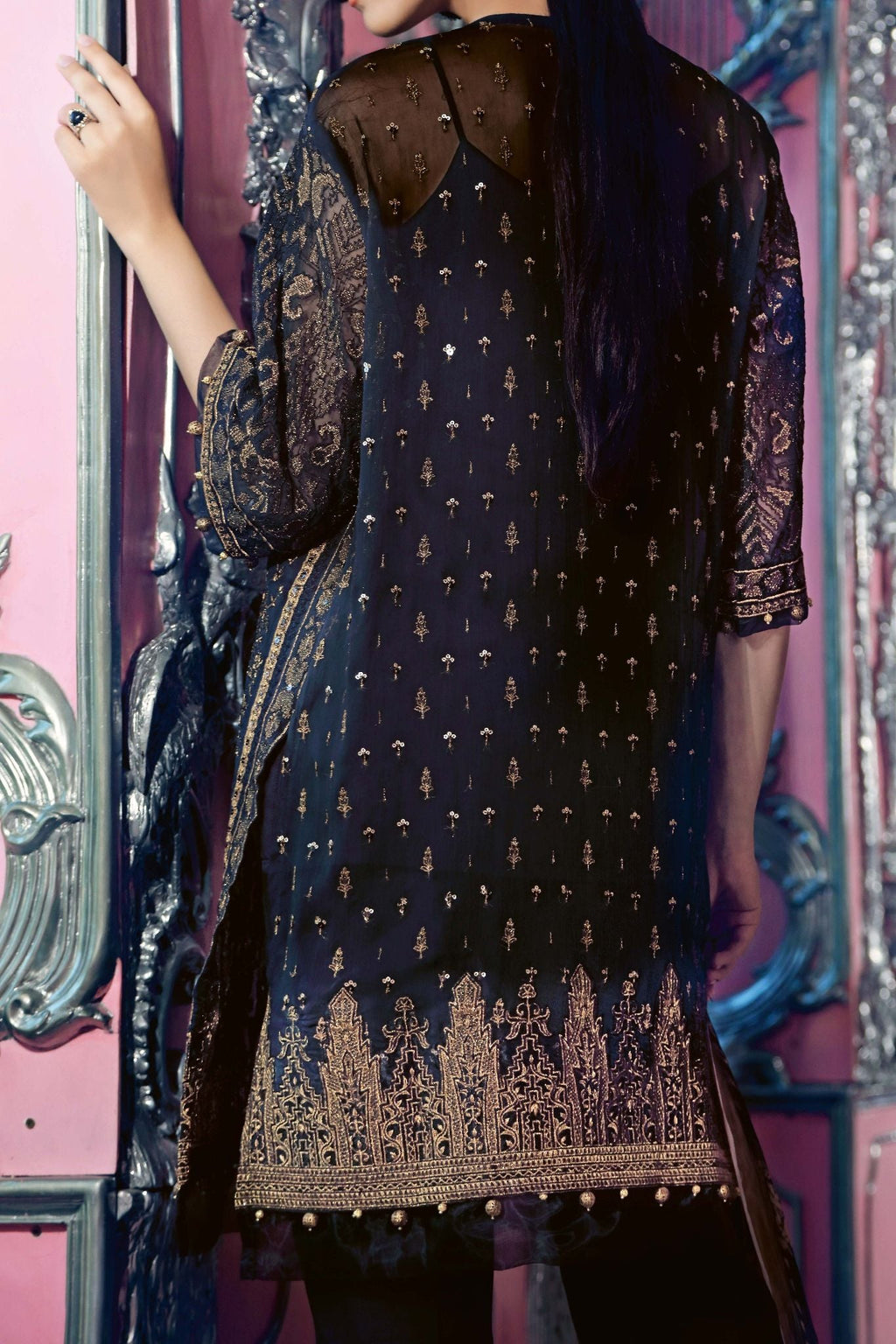 Komal's FE-118 Formal Embroidered Chiffon 3PC Suit