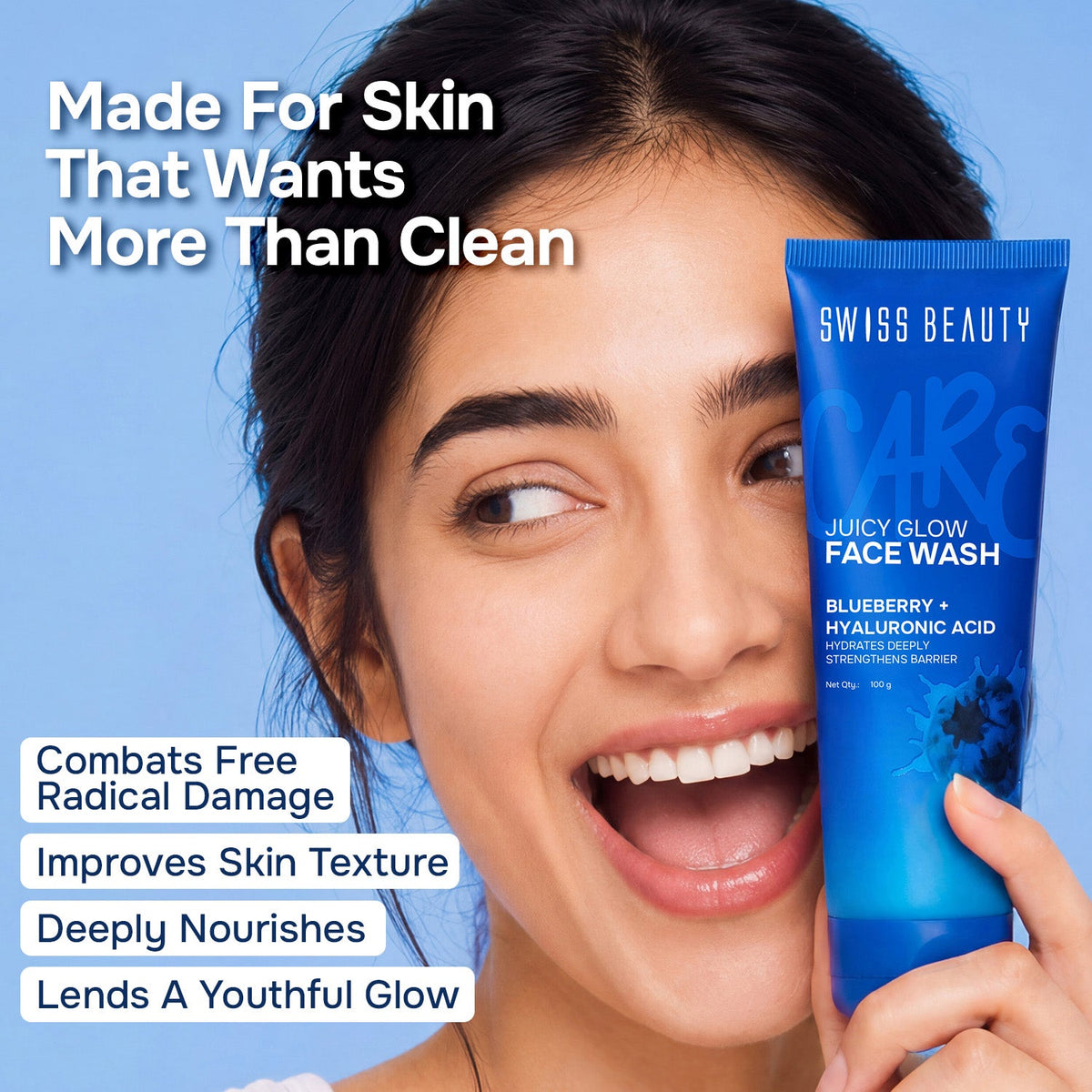 Care Juicy Glow Face Wash  Blueberry + Hyaluronic Acid
