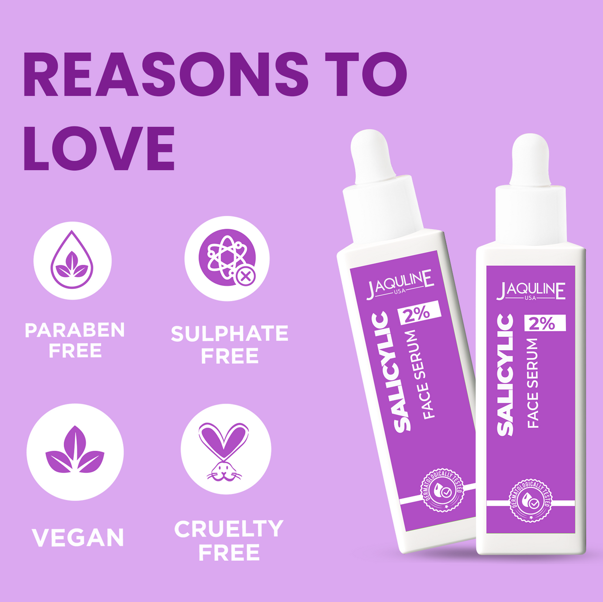 Jaquline USA Face Serum 2% Salicylic Acid, Reduces Acne, Exfoliates the Skin, Reduces Excess oil- 30ml