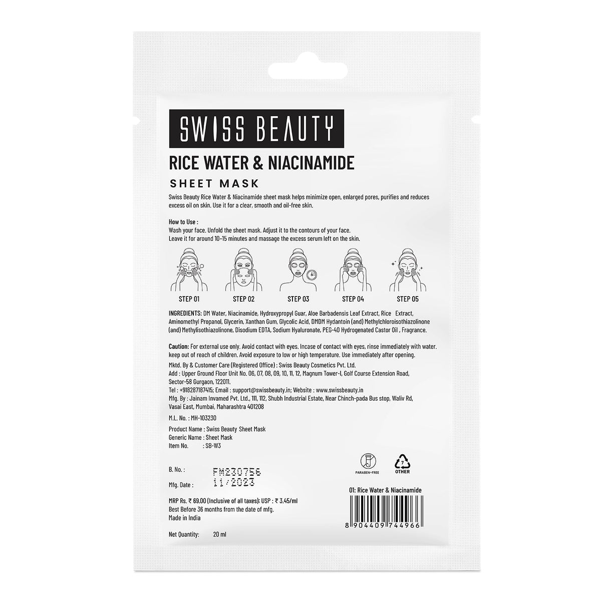Rice Water & Niacinamide Sheet Mask