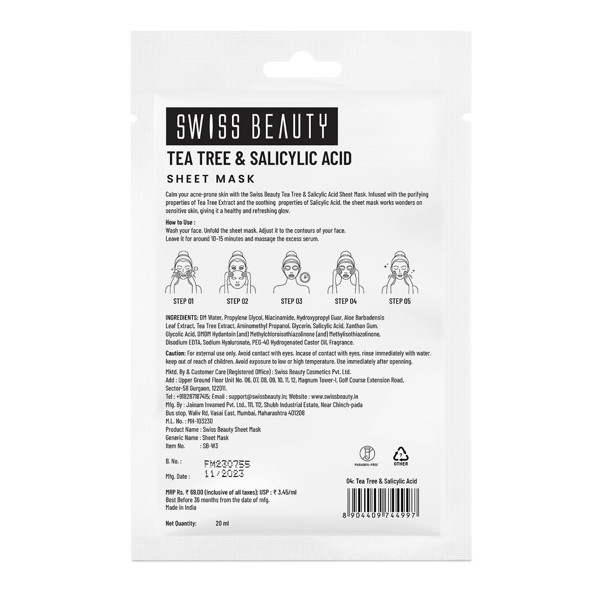 Tea tree & Salicylic Acid Sheet Mask
