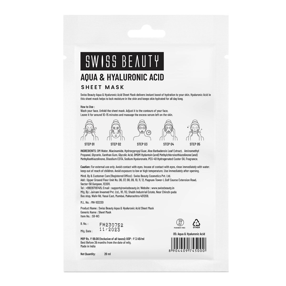 Aqua & Hyaluronic Acid Sheet Mask 