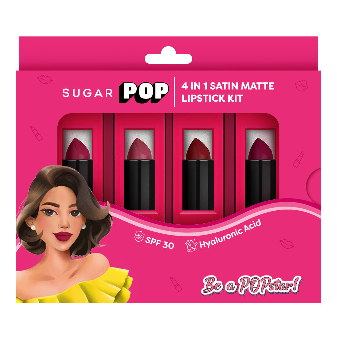 SUGAR POP 4 in 1 Satin Matte Lipstick Kit - 02 Nude Charm