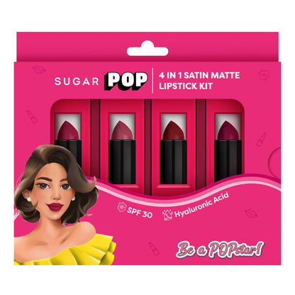 SUGAR POP 4 in 1 Satin Matte Lipstick Kit - 02 Nude Charm