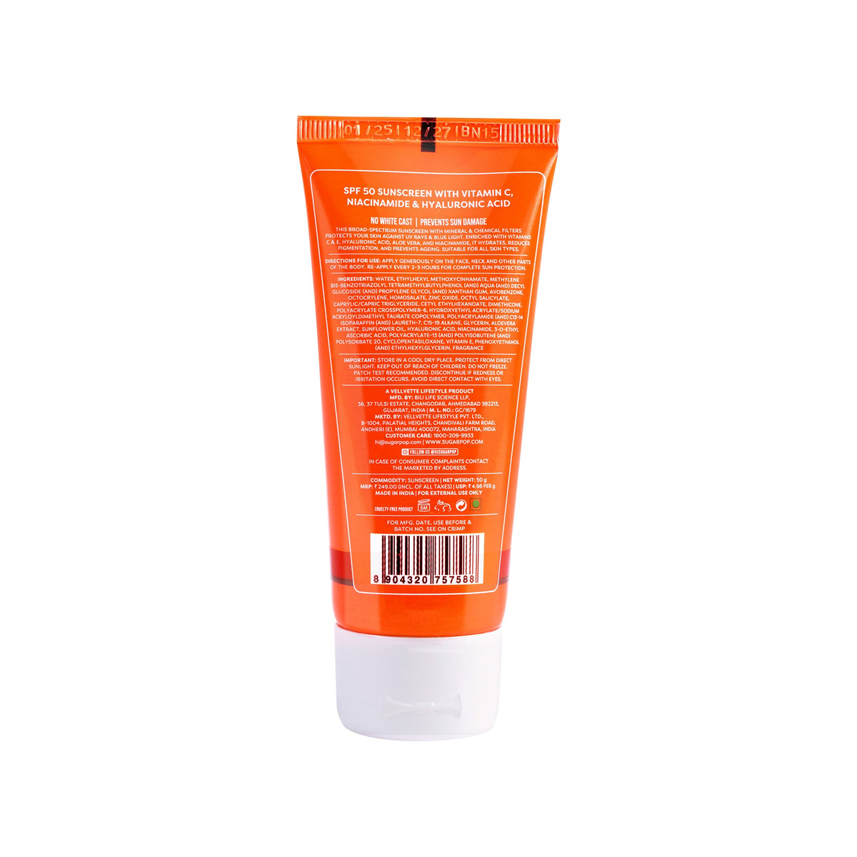 SUGAR POP SPF 50 Sunscreen With Vitamin C, Niacinamide & Hyaluronic Acid