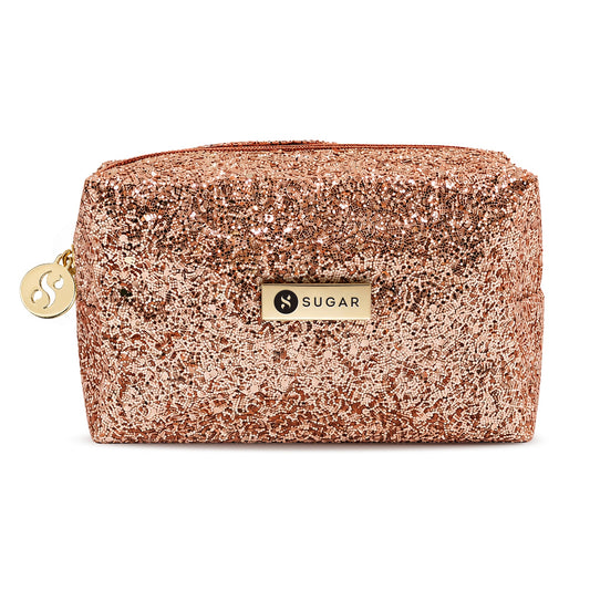 SUGAR Rose Gold Glitter Pouch