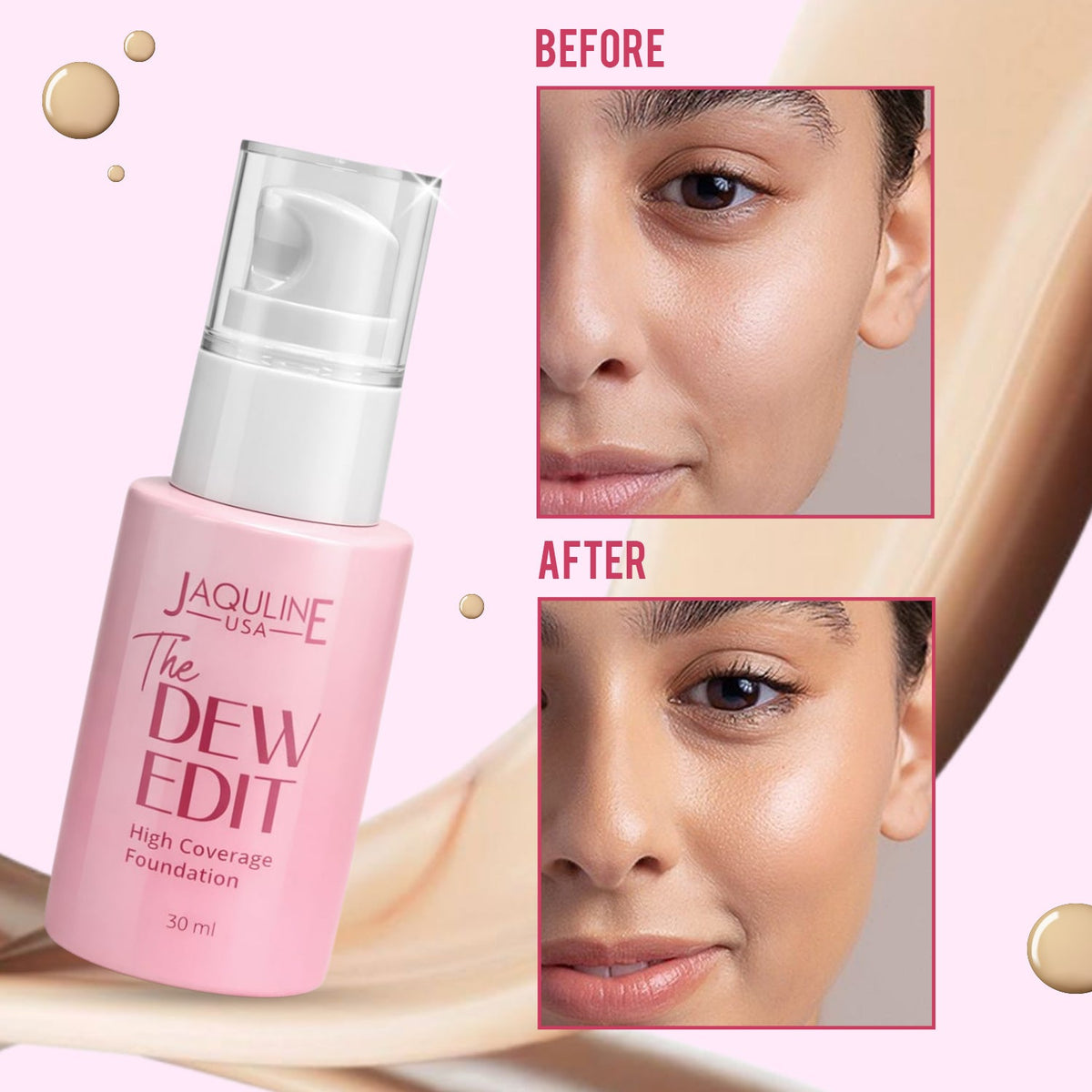 Jaquline USA The Dew Edit High Coverage Foundation (30 ml)- Sand 03
