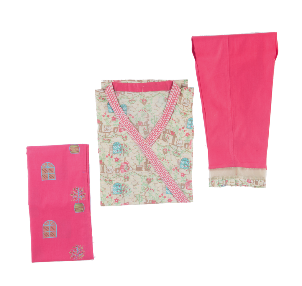 Komal's GAD-00980 Teen's Printed 3PC Suit
