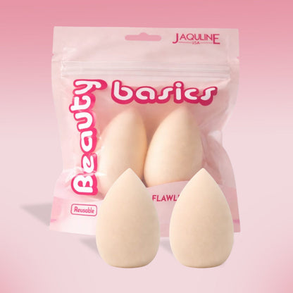 JAQULINE USA Makeup Blender Sponge Tear Drop Shape for Foundation Concealer BB Cream Powder Flawless Airbrush Finish Soft Lat