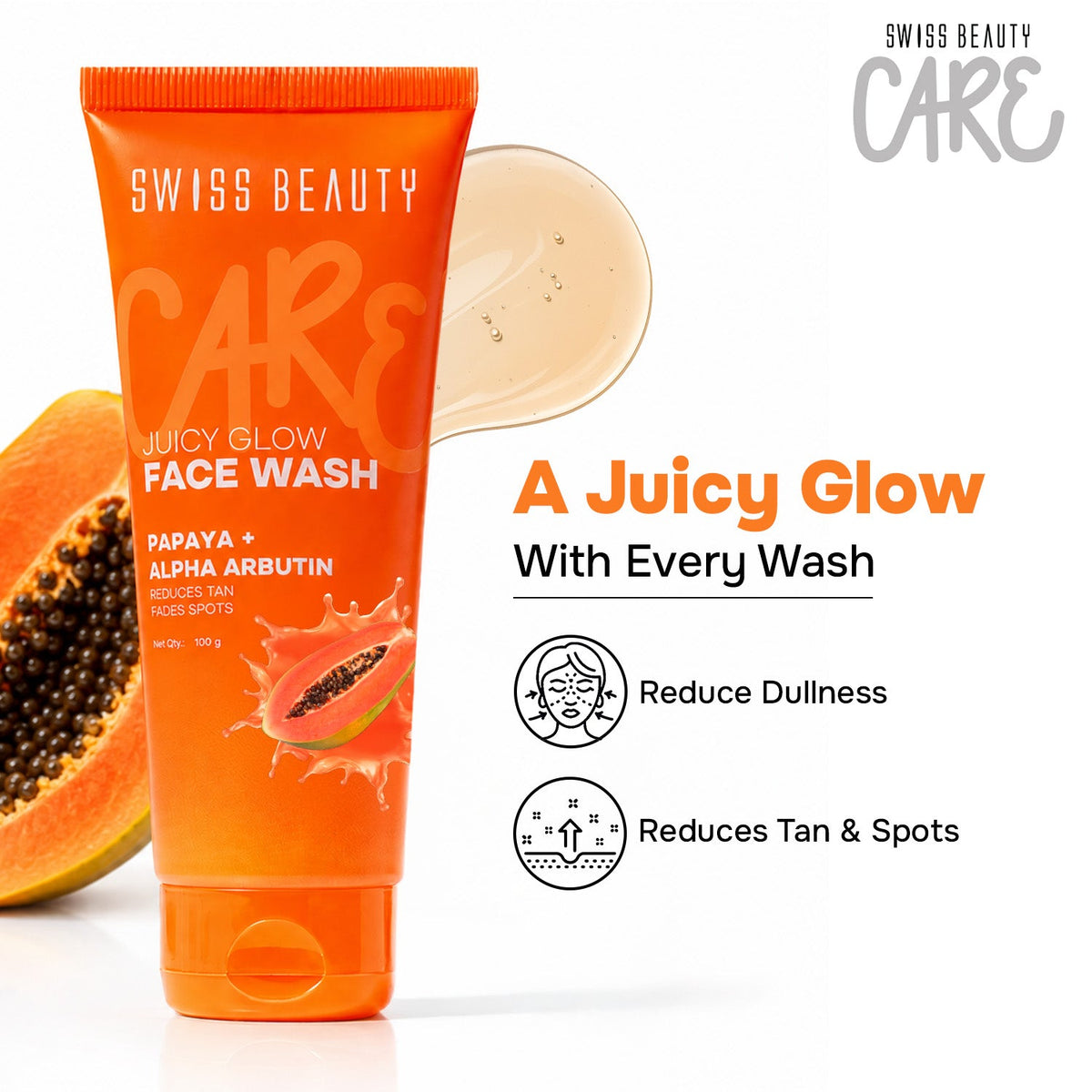 Care Juicy Glow Face Wash  Papaya + Alpha Arbutin
