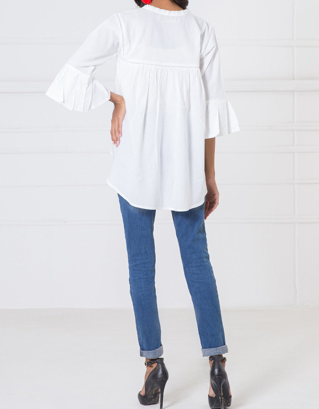 Komal's WTB17410 Flared Top w/ Peplum Sleeves