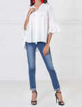 Komal's WTB17410 Flared Top w/ Peplum Sleeves