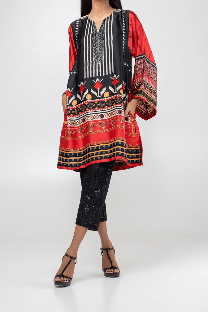 Komal's Satin Printed Kurti